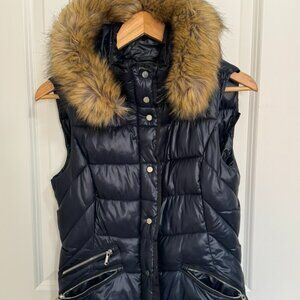 Puffer Vest with Removable Faux Fur Trim